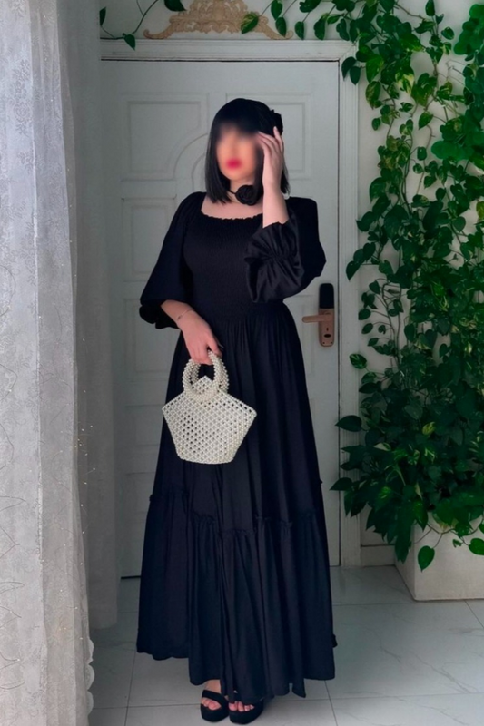 Smocked Midi Puff Sleeves