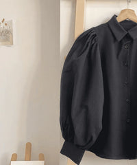 puff sleeves black shirt